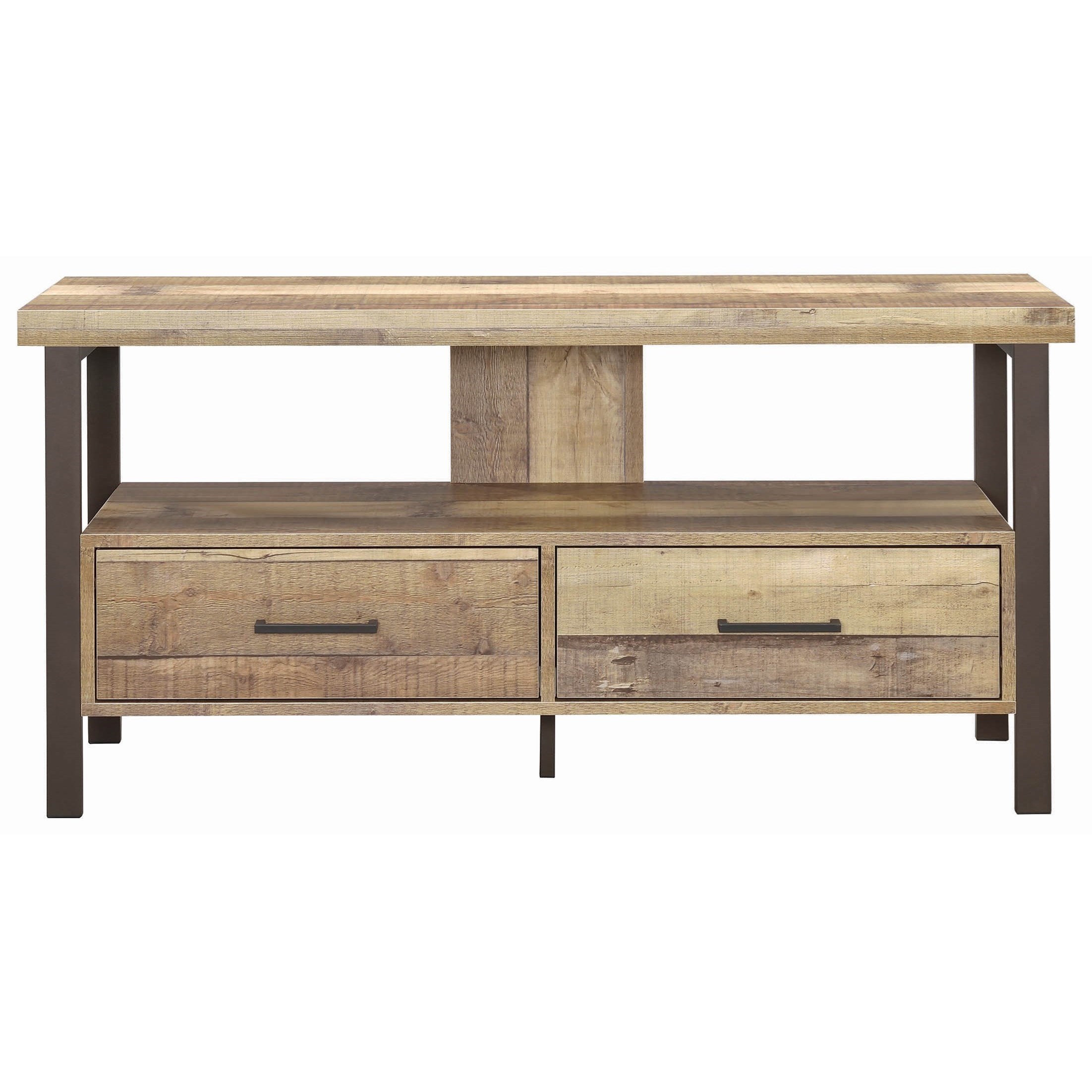 Threshold media stand hot sale weathered pine finish